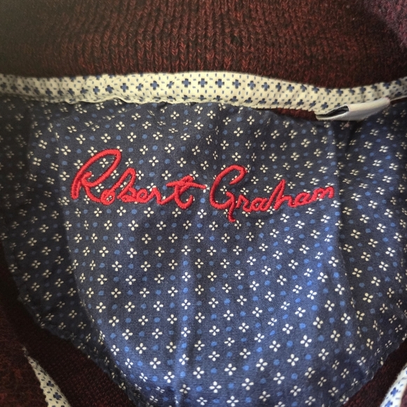 ⭐️Robert Graham Men's Burgundy 1/4 Zip Sweater Size XL - Picture 3 of 4